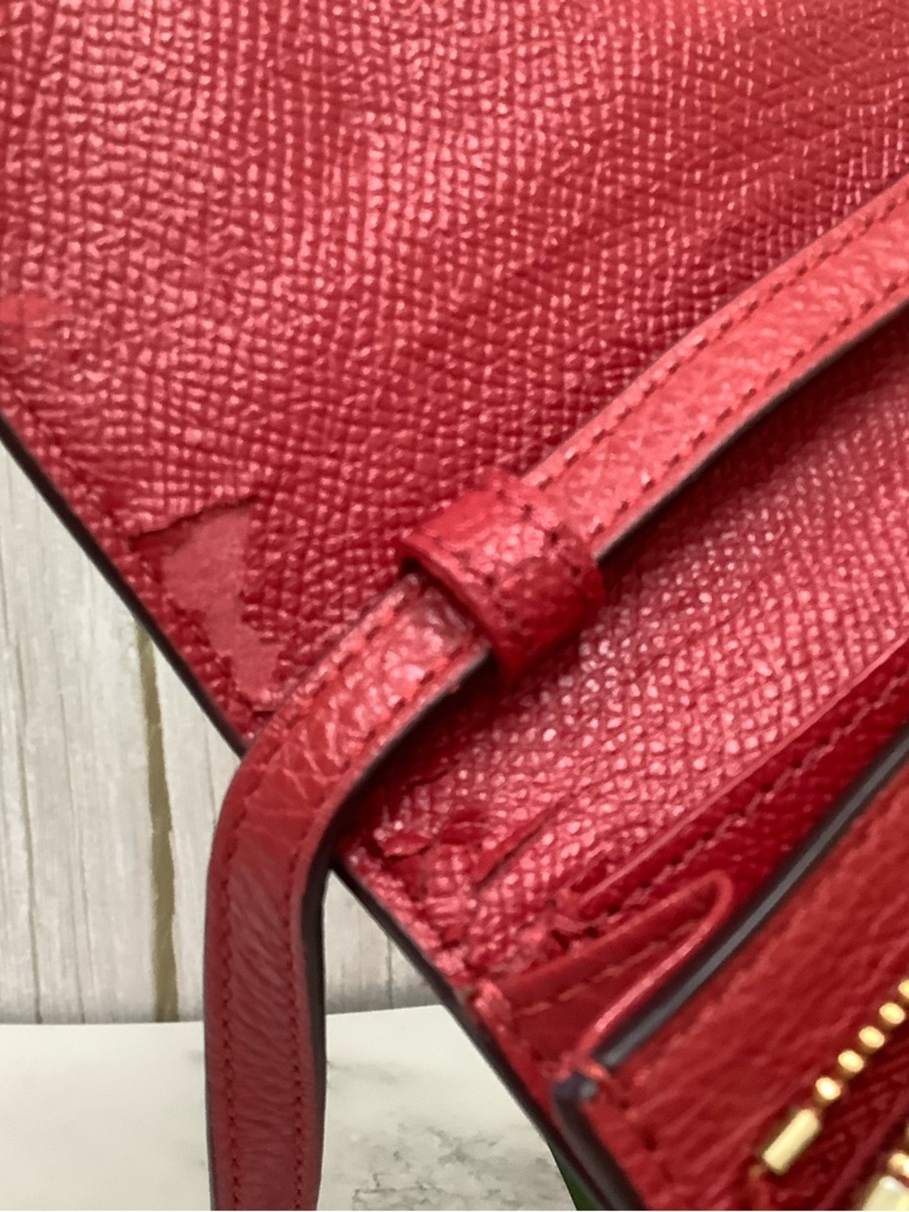 GUC COACH Anna Foldover Pebbled Leather Crossbody with Gold Logo - Picture 11 of 13